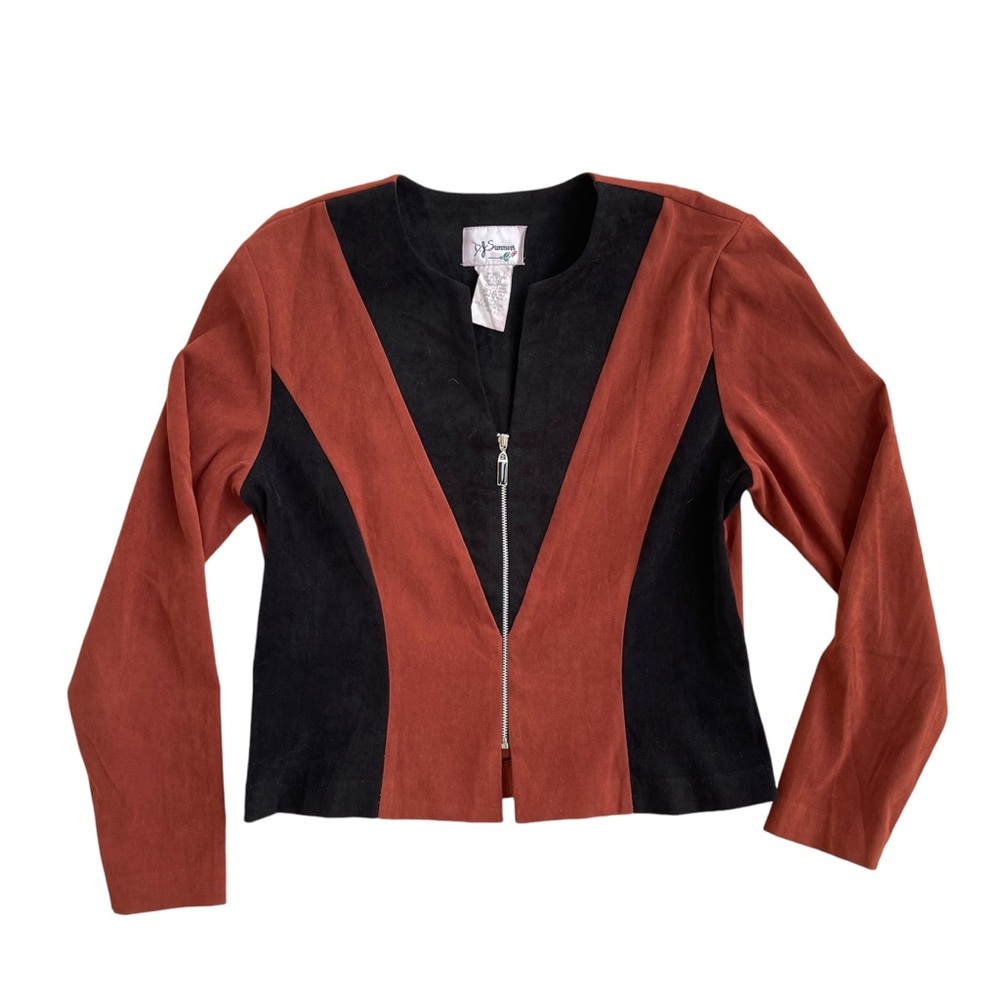 🤎 Vintage DJ Summers Orange Black Southwestern Zip Up Blazer Size 8 Boho